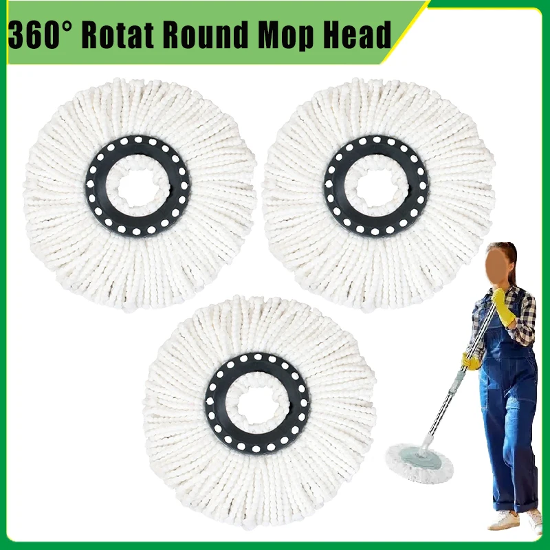 Round Replacement 360°Rotating Mop Head Cleaning Floor Towel Accessories Microfiber 16mm Mop Cloth Replacement Clean Tool