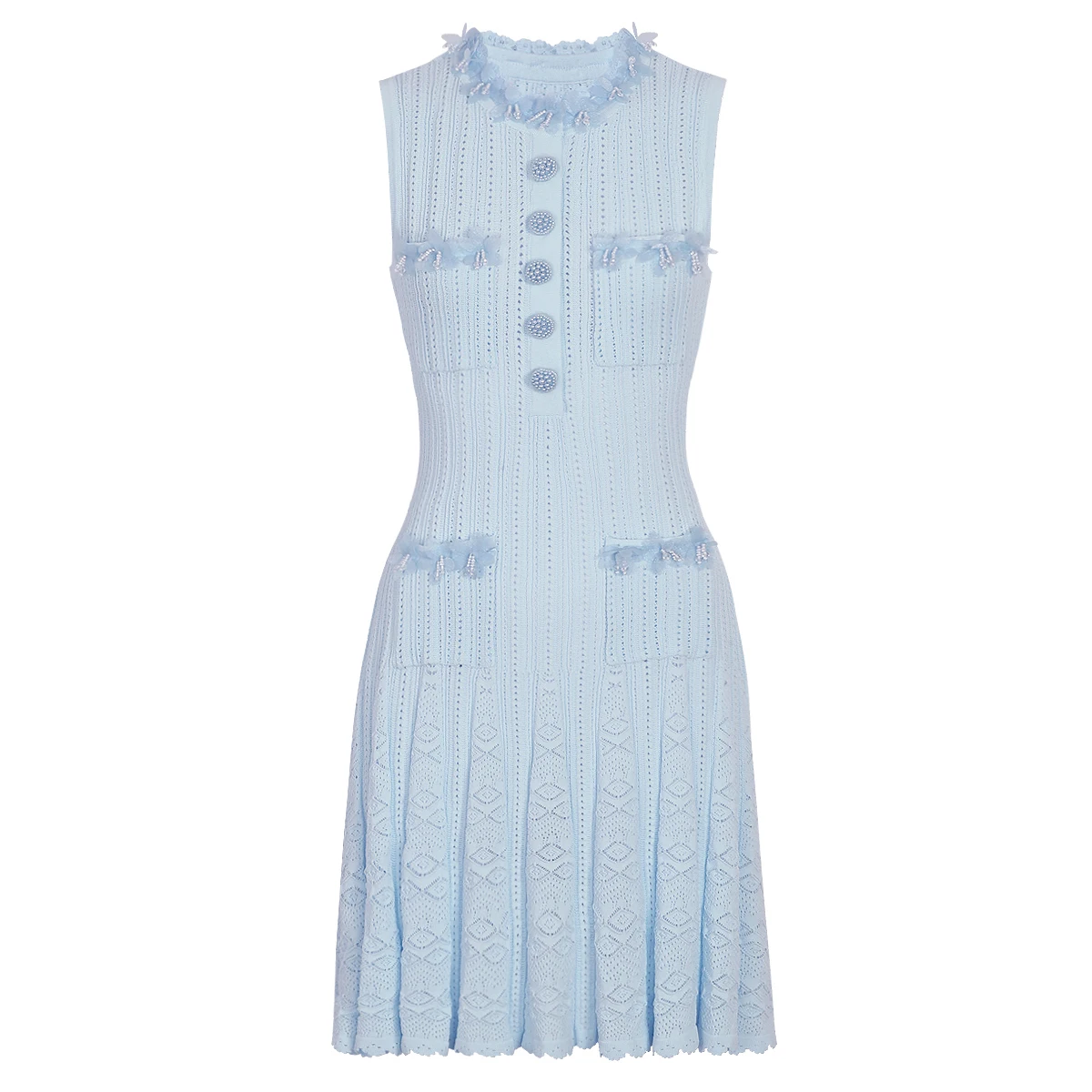 26242 New Arrival Women Sleeveless Knit Dress Hollow 3D Flower Slim Bodycon Club Night Out Cocktail Party Ladies Dresses