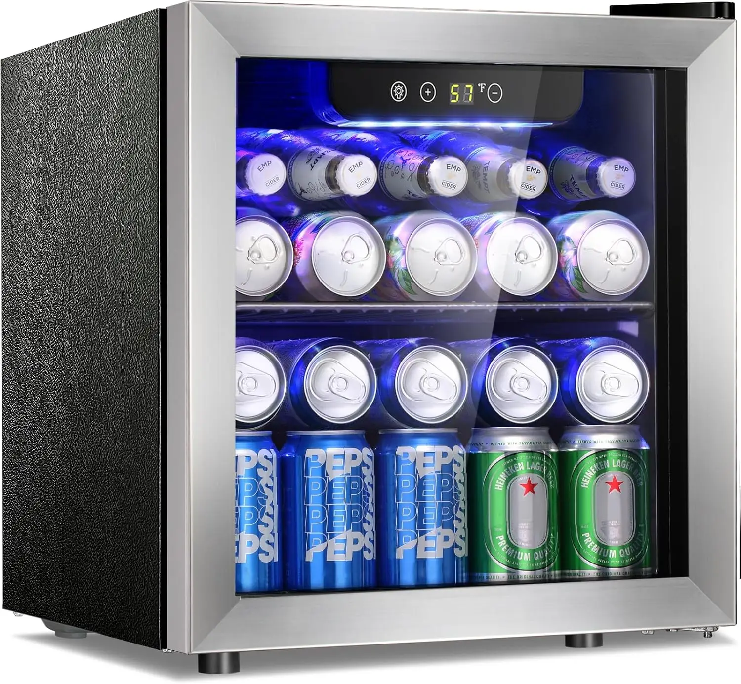 

48 Can Beverage Refrigerator,12 Bottle Wine Cooler with Stainless Steel Glass Door, Digital Temperature Display,Electronic