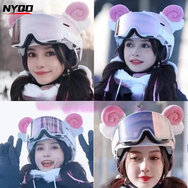 NEW Cute Sheep Ears for Bicycle Helmet Kitten Paws Helmet Decor Ears Furry Anime Sheep Ears Skiing Helmet Accessory for Kids