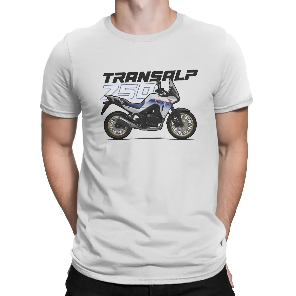 heavyweight Informal Transalp Men T Shirt Motorcycles Funny Tees Short Sleeve Round Collar T-Shirt Pure Cotton 5XL Clothing