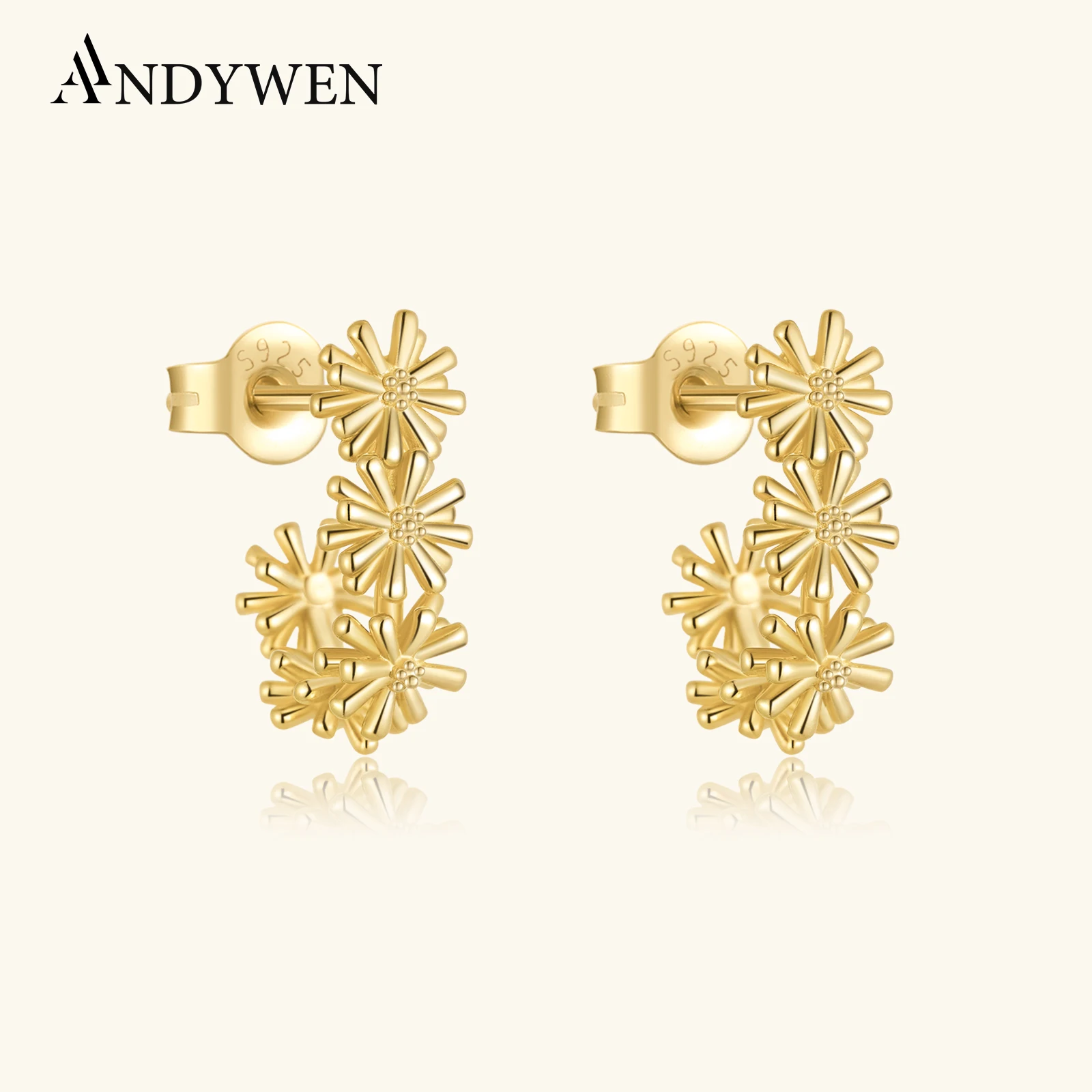 

ANDYWEN 925 Sterling Silver Delicate Multi-Layer Blossom Earrings, Simple Chic Jewelry for Everyday Wear & Casual Dating