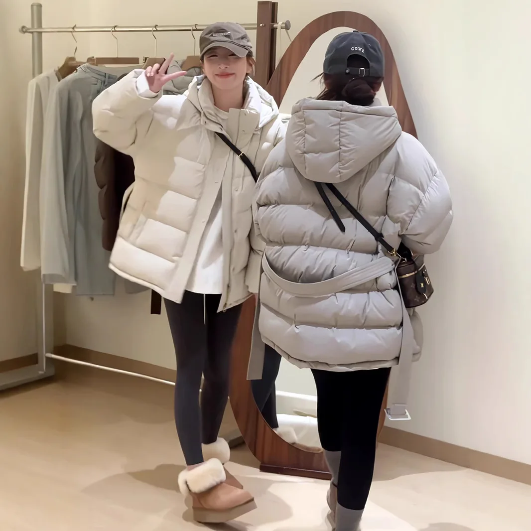

Женская утепленная хлопковая куртка-пуховик свободного кроя, зимнее пальто в корейском стиле, новинка 2025 года, модная модель с длинными рукавами и застежкой-молнией