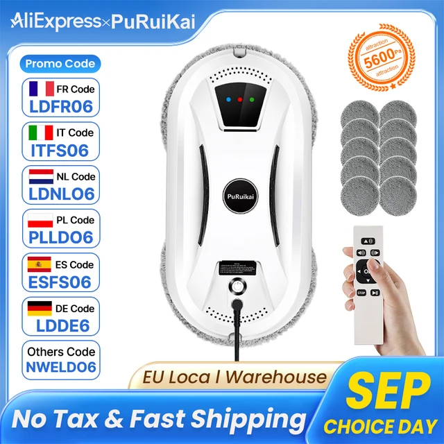 PuRuiKai Ultra Thin Robot Vacuum Cleaner Window Cleaning Robot Window Electric Glass Limpiacristales Remote Control For Home PuRuiKai Ultra Thin Robot Vacuum Cleaner Window Cleaning Robot Window Electric Glass Limpiacristales Remote Control For Home