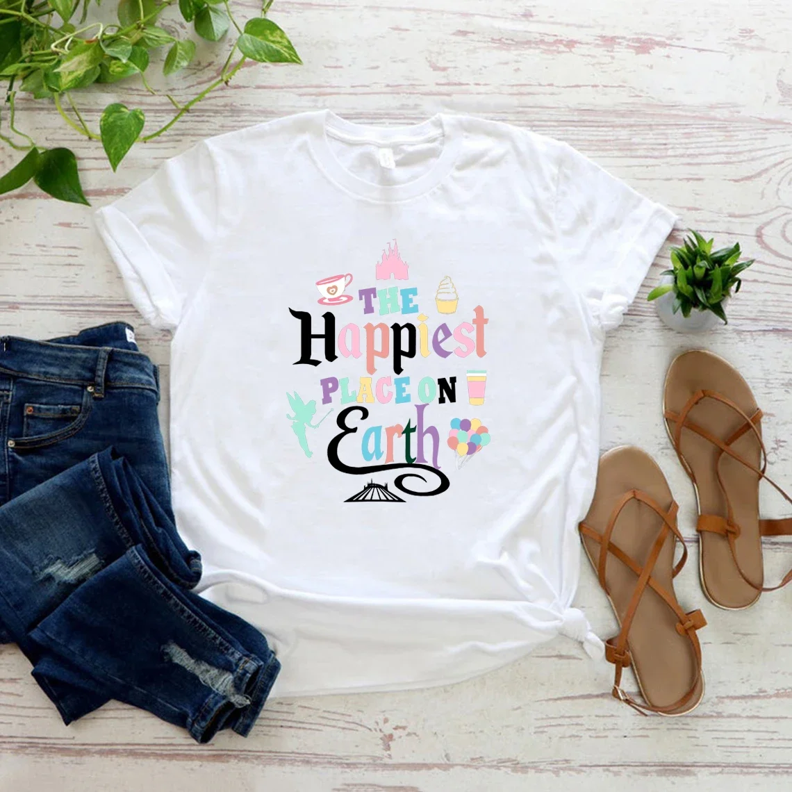 Happiest Place on Earth Unisex T Shirt Castle World T-Shirt Coloful Magic Kingdom Tops Family Vacation Trip Shirts Unisex Tee