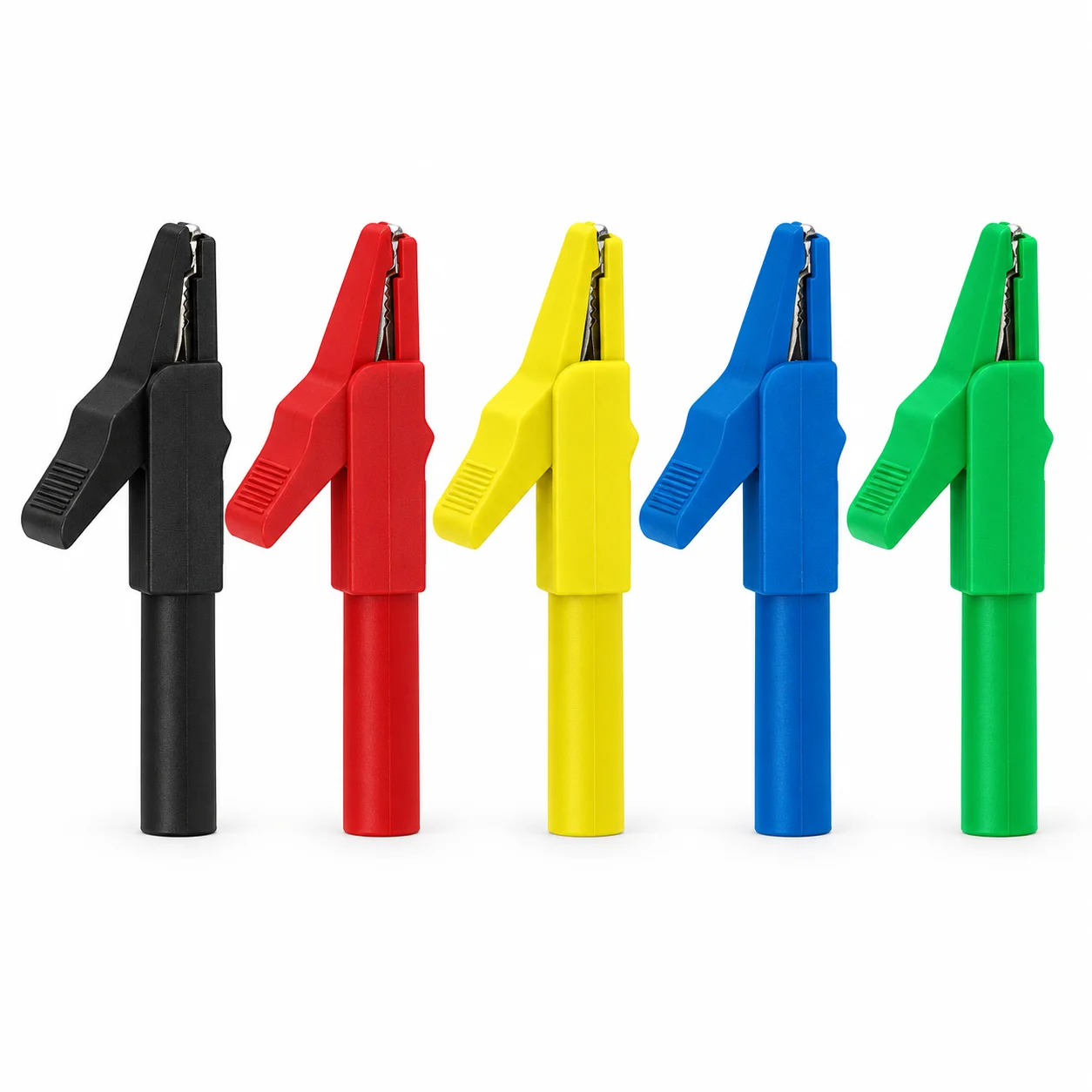 5PCS Insulated Pure Copper Alligator Clips 10mm Opening 4mm Banana Jack Safety Crocodile Clamps for Electrical Test Multimeter