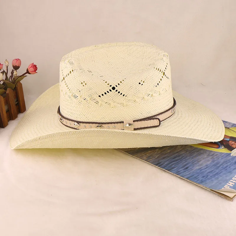 Stiff Five-point Grass Hand-knitted Knight's Cap Western Panama Cowboy Hat Spring And Summer Men's Sun Hats