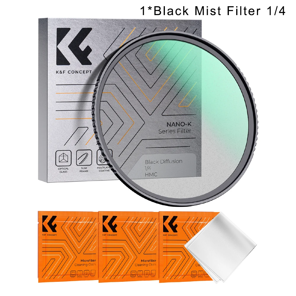K&F CONCEPT 49-82mm Black Mist Diffusiefilter 1/4 1/8 met Multi Coating voor Nikon DSLR-lens 49mm 52mm 58mm 62mm 67mm 77mm 82mm