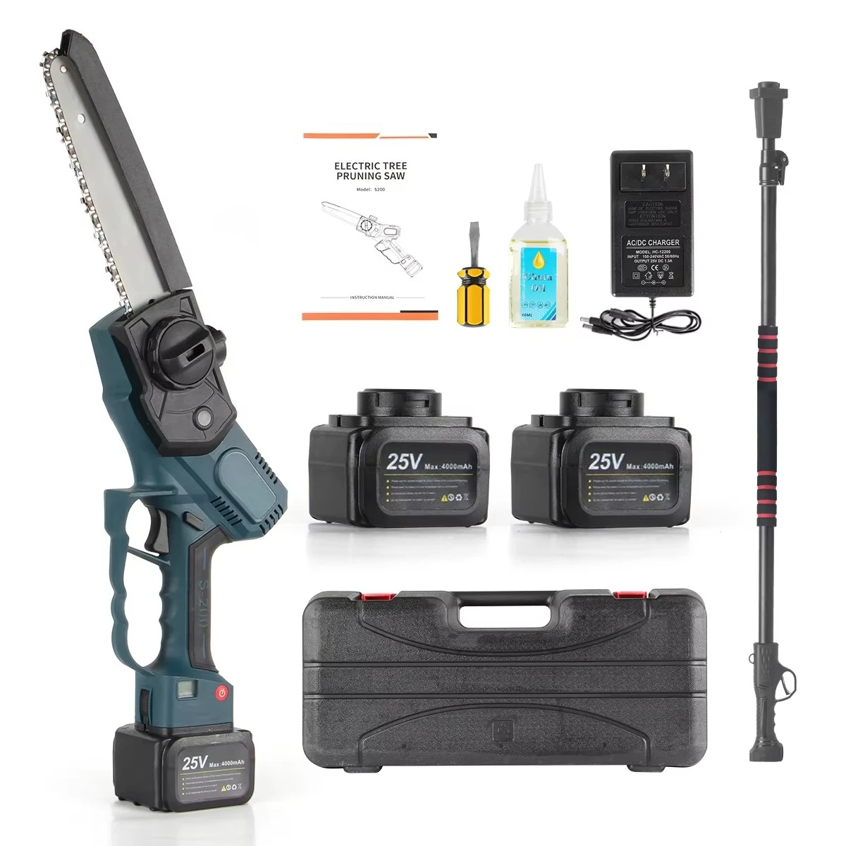 

2-IN-1 Telescopic Electric Pole Saw & Mini Chainsaw, Battery Chain Saw Powered 8 Inch Brushless Electric Rotatable Pole Saw