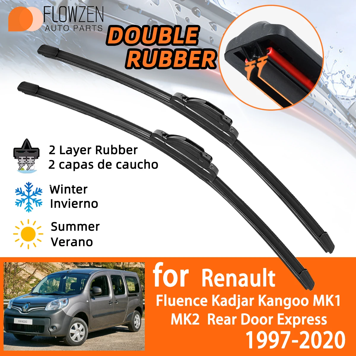 Car Wiper Blades for Renault Captur Kaptur Clio 2 3 Grandtour 4 Espace Rubber Windscreen Wipers Winter Summer Wear Accessories