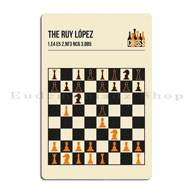 Chess Common Lines In The Sicilian Defense Red Chess Metal Retro Wall Cave Create Designs Tin Sign Poster