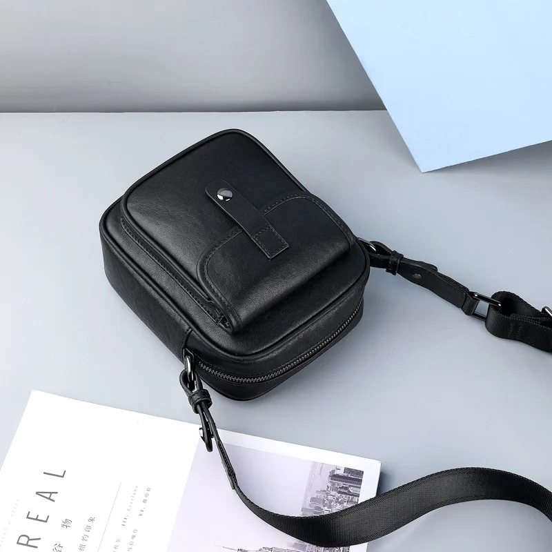 Fashionable Bag New Single Shoulder Genuine Messenger Luxury Bag Leather Men Men's Small Crossbody Bag Fashion Mini Phone