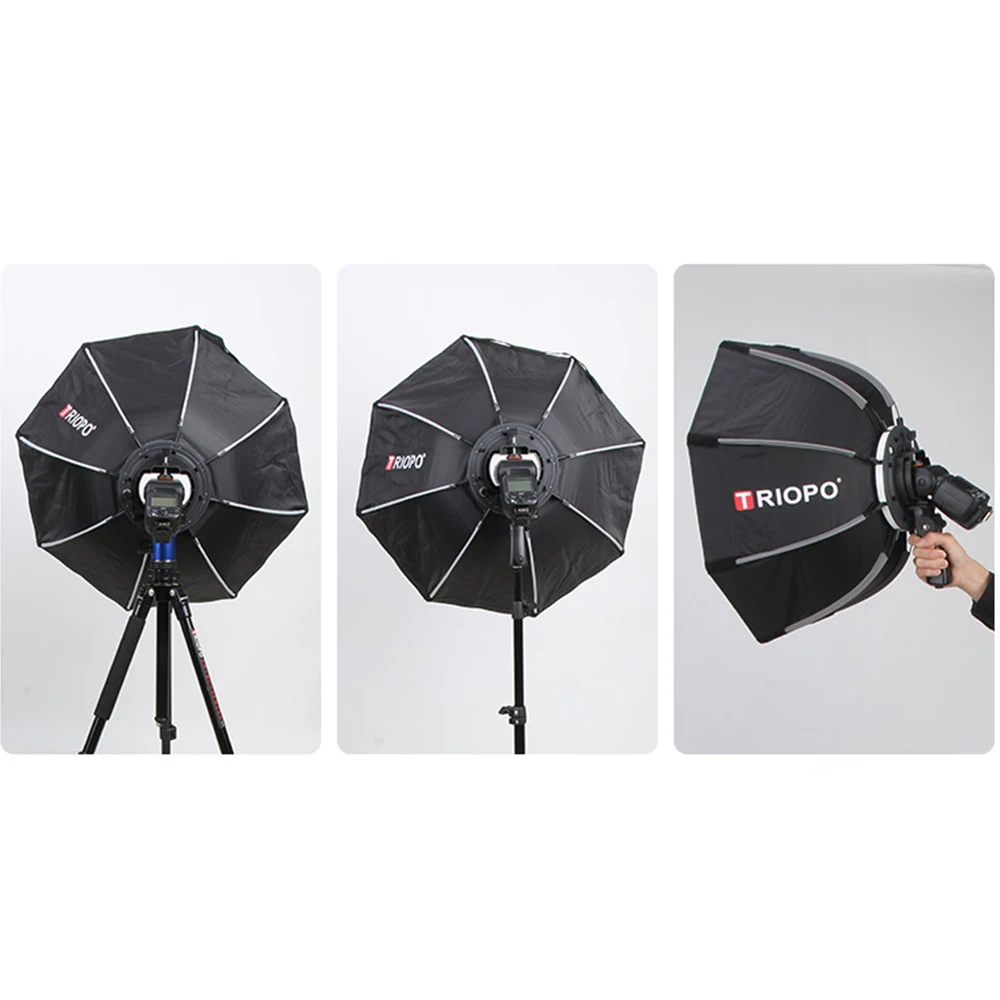 TRIOPO 55cm 65cm 90cm 120cm Foldable Octagon Softbox Bracket Mount