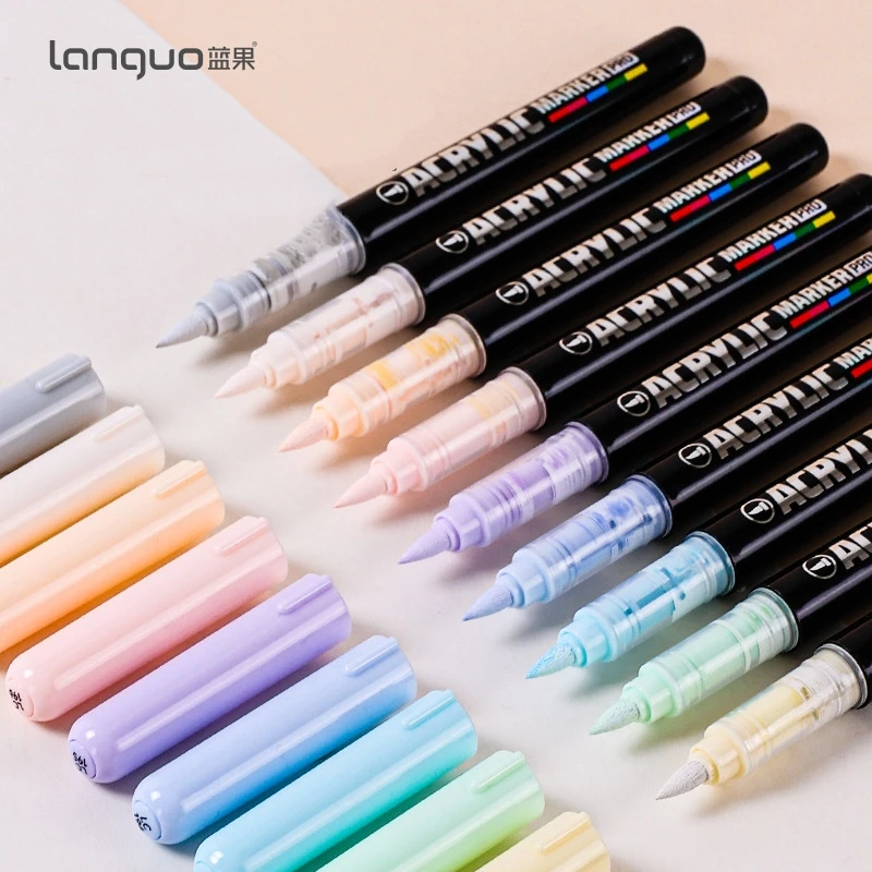 professional-art-use-9-27-colors-acrylic-paint-markers-brush-tip-pens-vibrant-colors-suitable-for-canvas-stone-wood-calligraphy