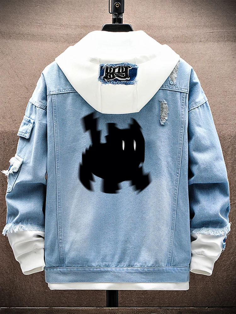 

Модная повседневная джинсовая куртка с капюшоном для мужчин, осенняя новинка в гонконгском стиле, свободная рабочая куртка, молодежный модный топ