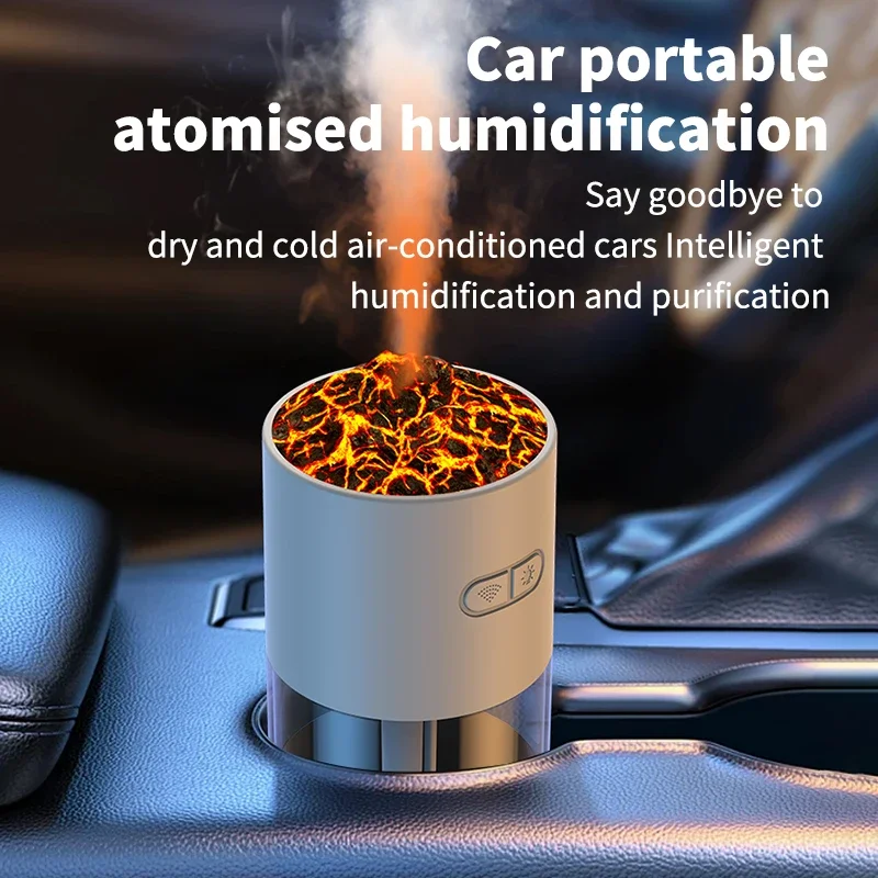 Portable Flame Desktop Car Humidifier Mini Air Purifier Seven Color Atmosphere Light Humidifier essential oil diffuser