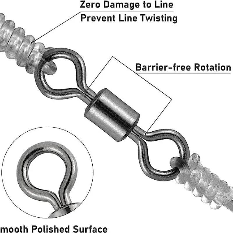 Conector giratorio de pesca de 50/100 piezas, accesorios de pesca de carpa de acero inoxidable, señuelo de anzuelo a presión, aparejos giratorios de