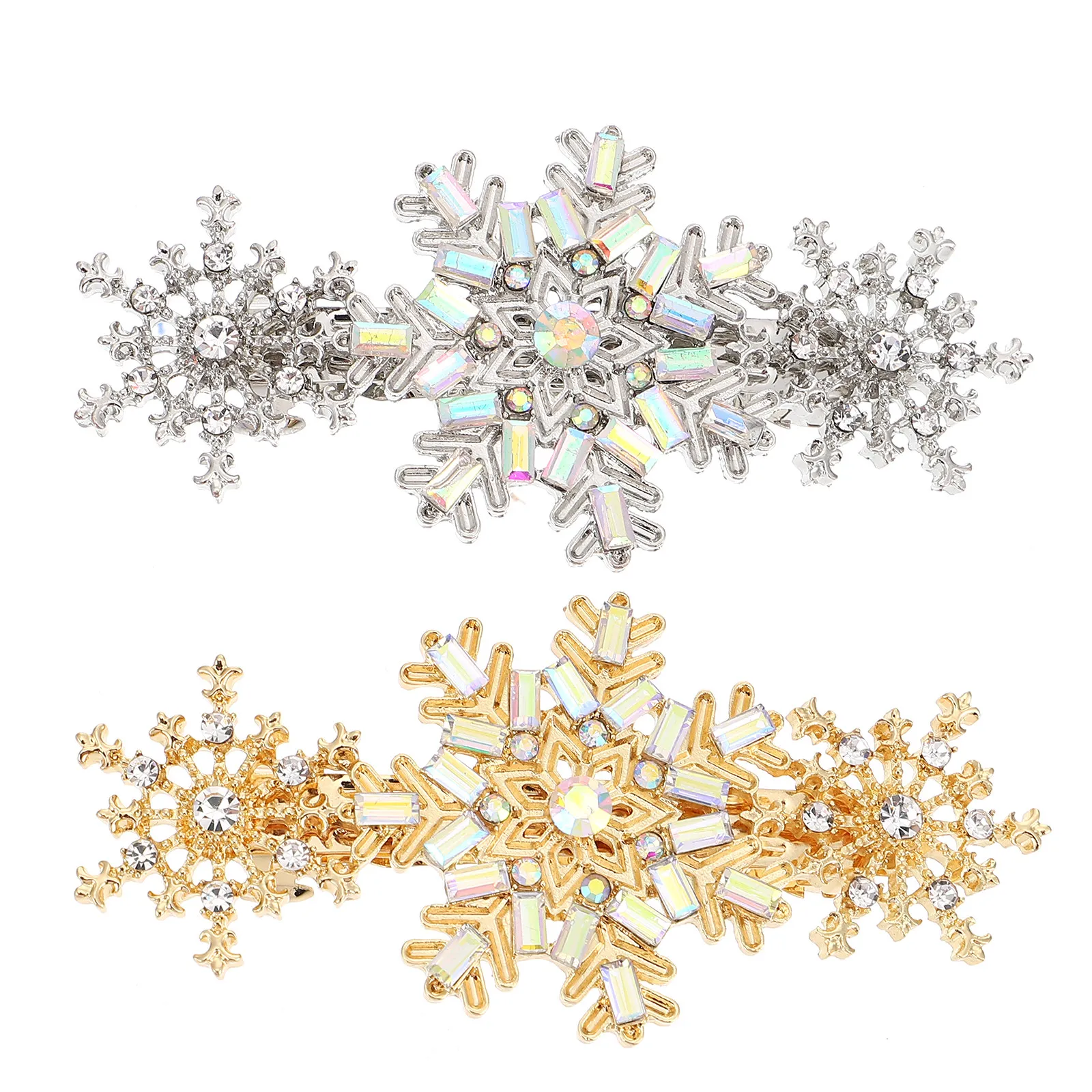 

2Pcs Rhinestone Snowflake Hair Clips Women Girls Exquisite Decorative Hairpins for Daily Wear Festival Party Hairstyle