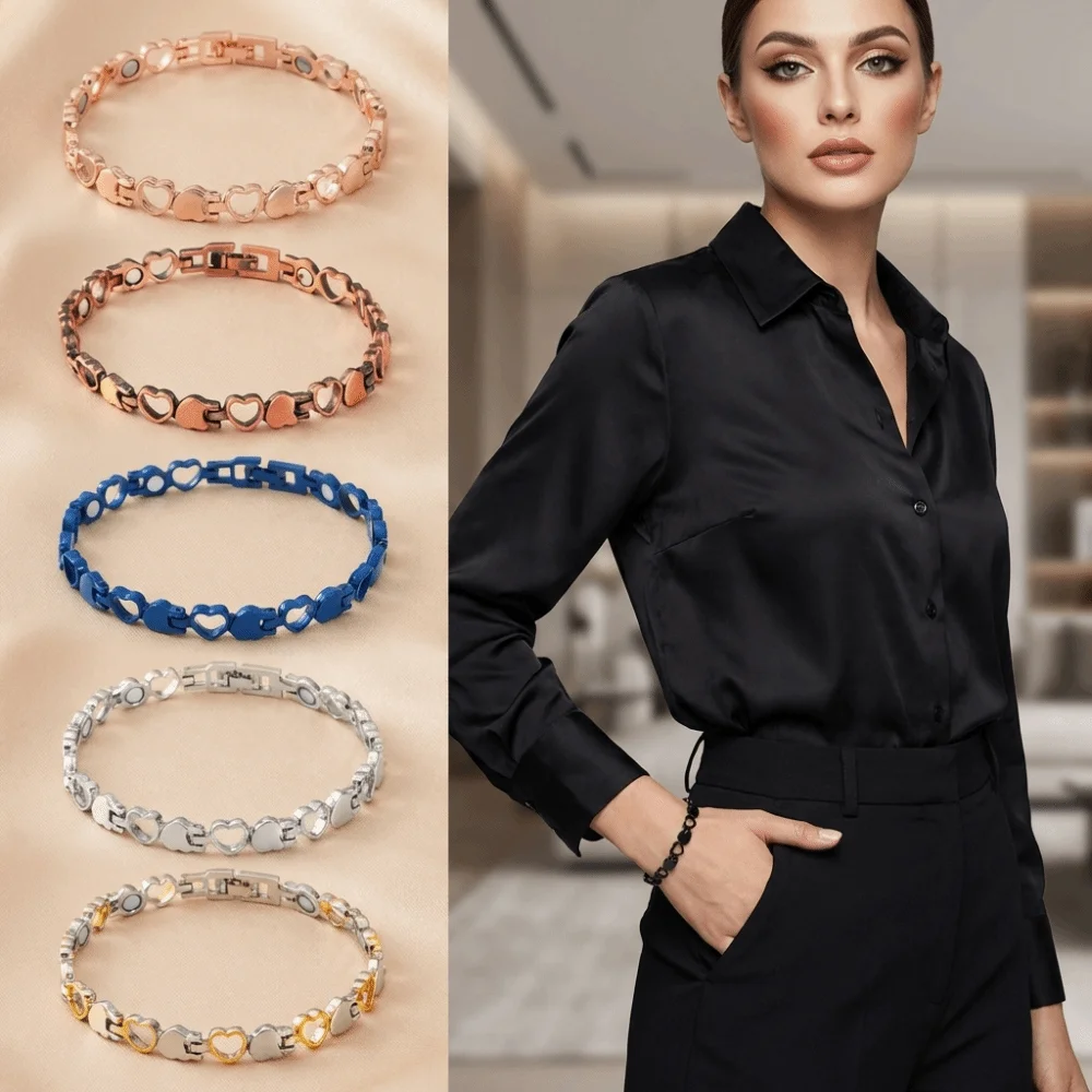 Modern Heart Shape Health Magnetic Bracelet Anti Radiation Magnetic Therapy Germanium Bangles Women Girls Bangle Daily Wear