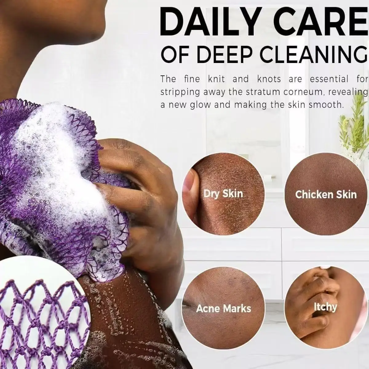 African Exfoliating Washcloth Back Scrubber Shower Net Multi-Function Nylon Long Strip Bathing Net Ultra-Long Exfoliating Towel