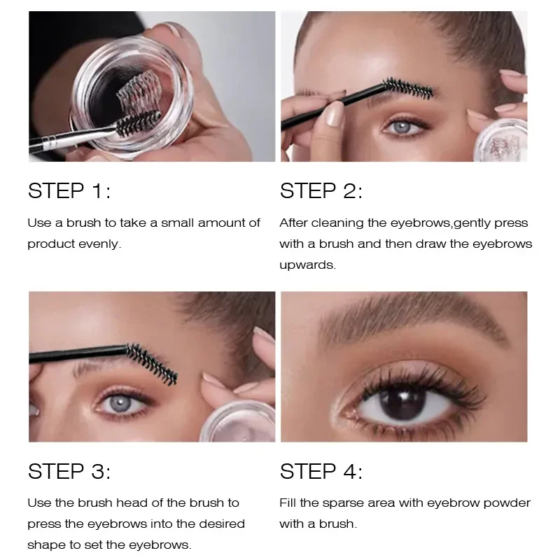 Jabón para peinar cejas transparente natural |   Fijación de cera de pomada transparente |   Con pincel para maquillaje diario de cejas para mujer