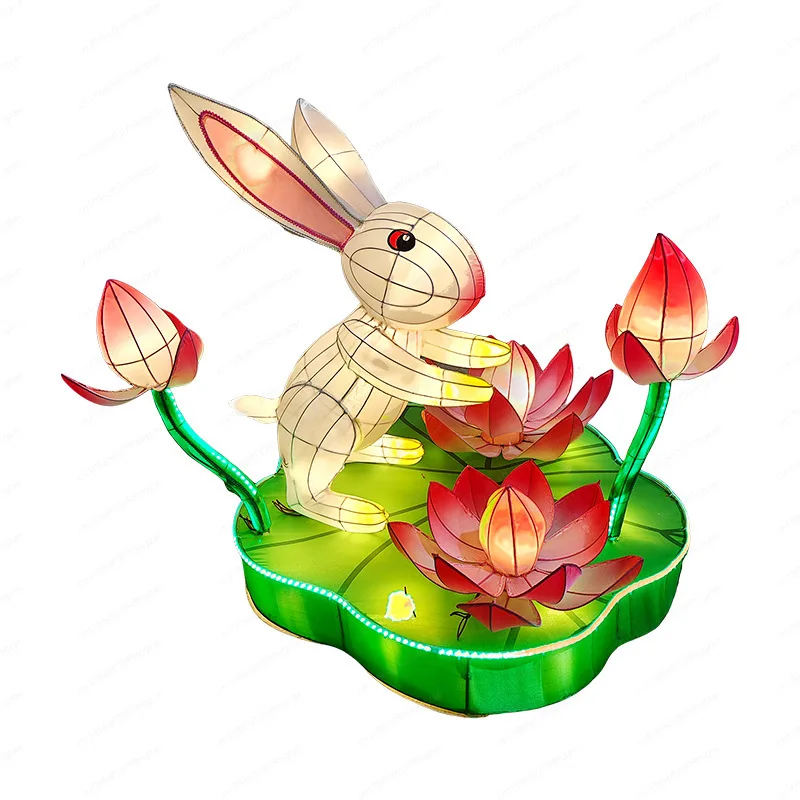 

Популярный праздничный фонарь с нефритовым кроликом - большое уличное живописное светящееся украшение в древнем городе