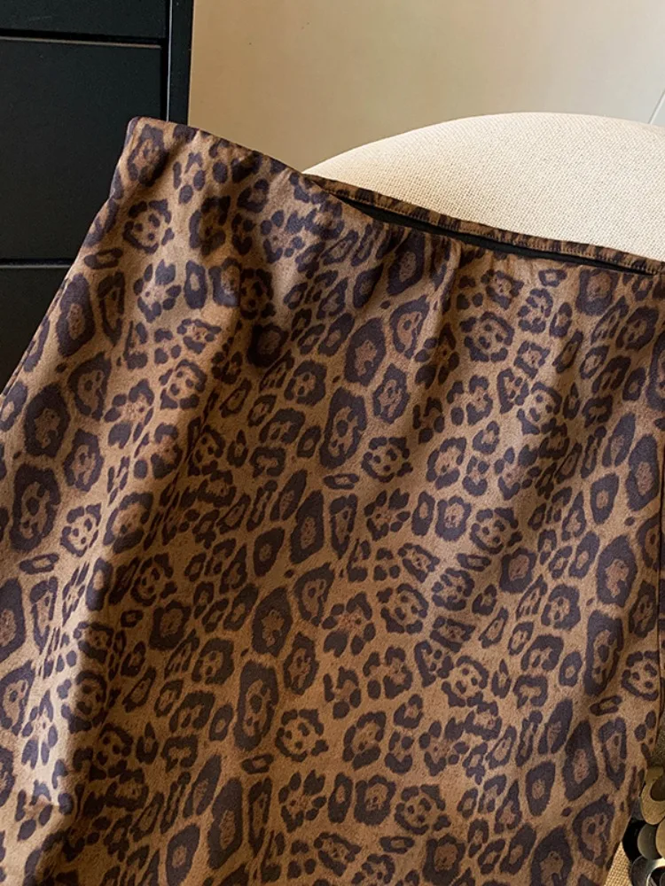 Retro leopard print deer skin velvet half skirt long women's autumn and winter printed bag buttocks fish tail half skirt