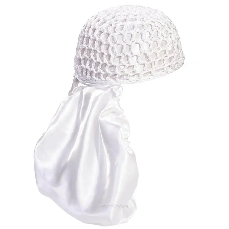 X5XA Reversible Bonnet Wrap Hat Knit Skull Hat Comfortable Mesh Hat For Women Long Curly Hair Sleep Headwrap Accessories