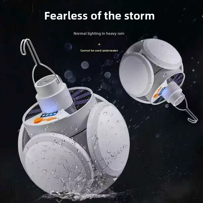 Foldable Solar LED Football Lamp, Energy Saving Emergency Light for Home Outdoor Night Market Stall
