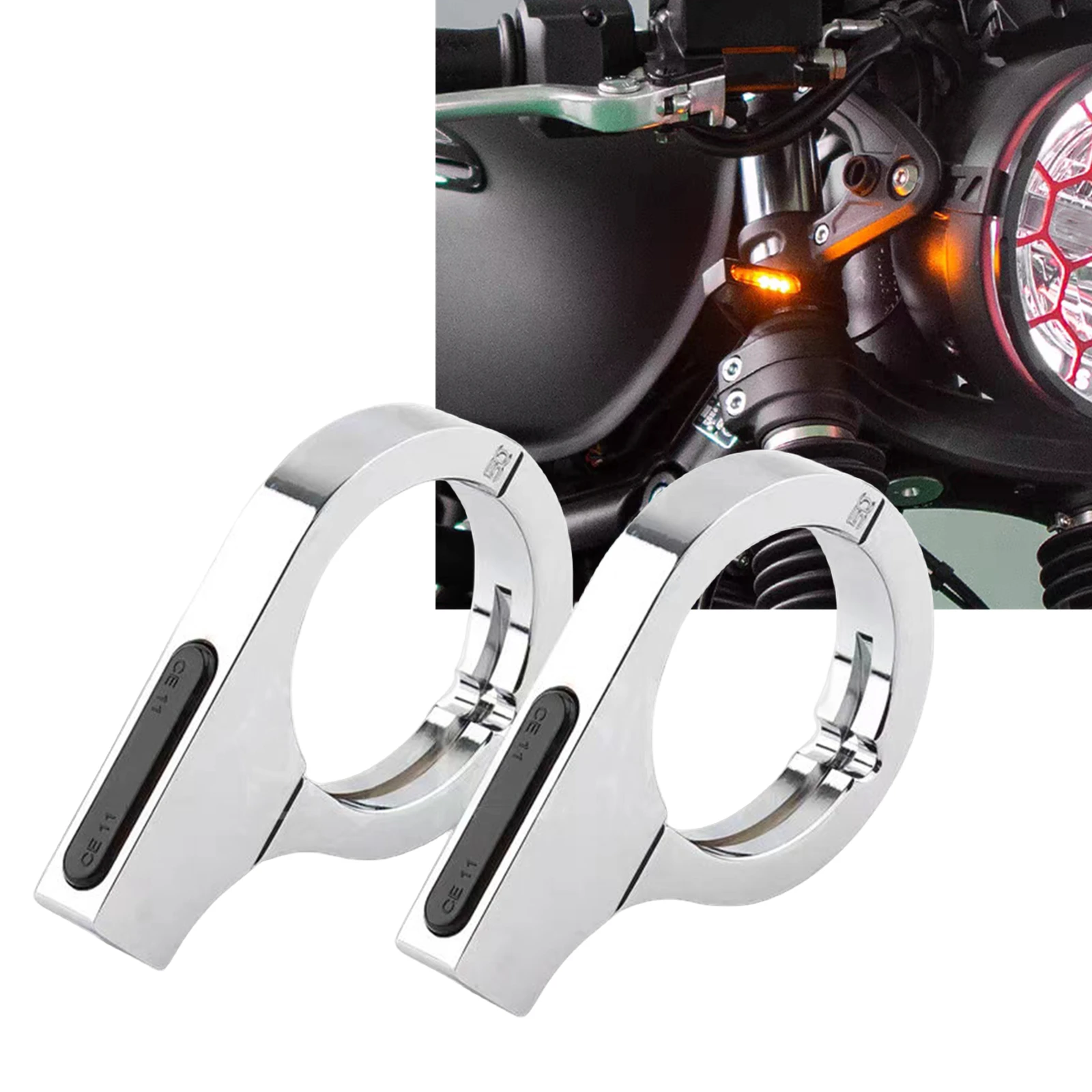 Pop Front Fork LED Turn Signal Indicator Lights Lamp Universal For Custom Harley Honda Kawasaki Suzuki Yamaha Cruiser Bobber Cho