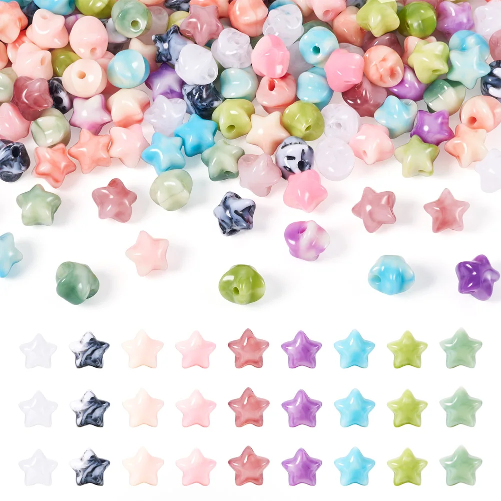 

1 Set Acrylic Imitation Gemstone Star Beads Randomly Mixed Color For Jewelry Making Earrings Necklace Bracelet Hairpin Supplies