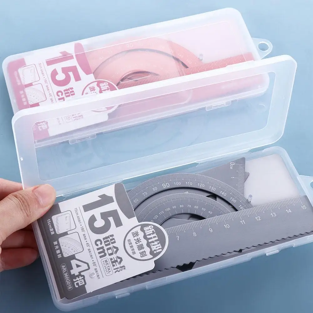 Hollow High quality Compass Measurement Maths School Metal Rulers Examination Stationery Aluminium Ruler Set Drafting Supplies