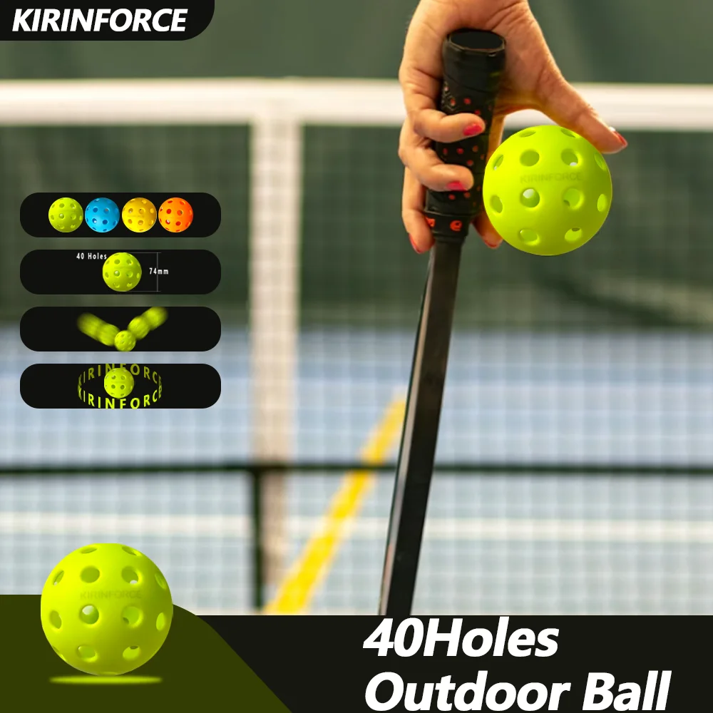 

12 PCS Outdoor Pickleball Balls 40 Holes Colorful and Durable Pickleballs 74mm Training Ball Practice Competition Pickleball