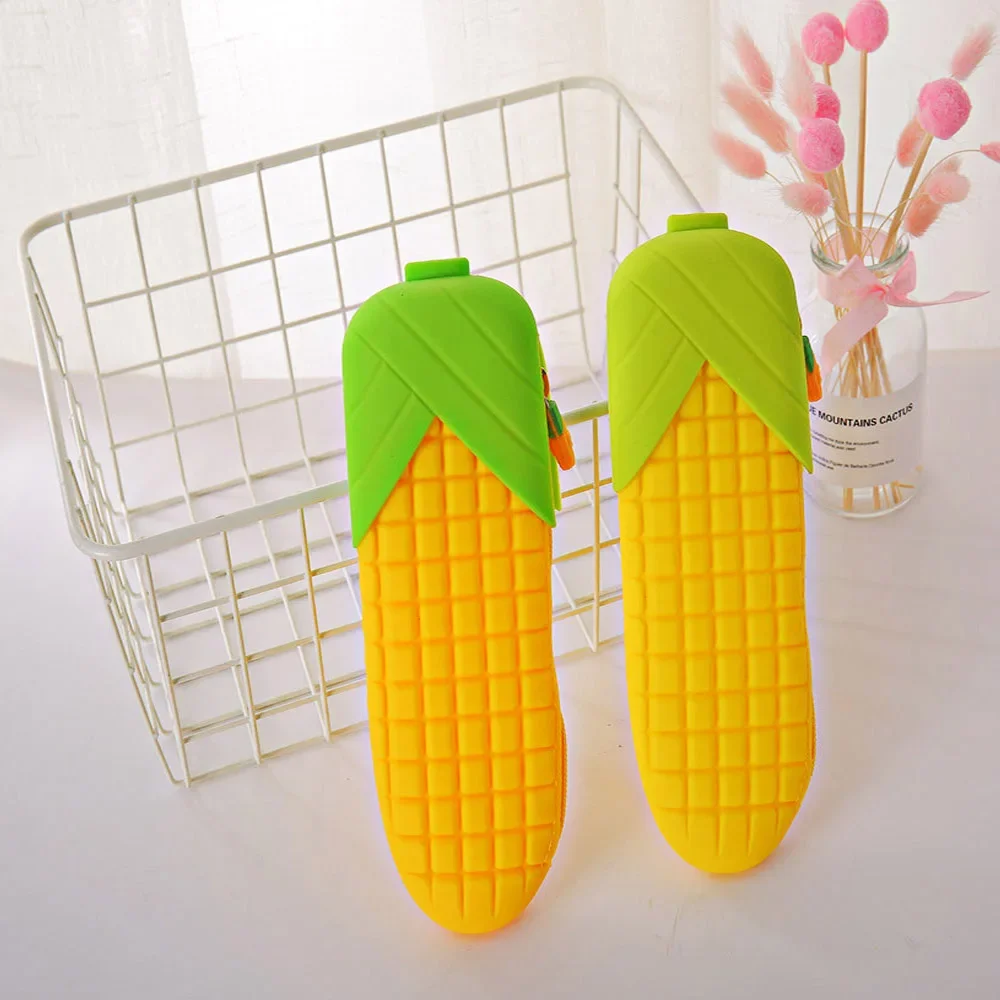 Imagem -05 - Silicone Simulação Corn Pencil Case Impermeável Kawaii Coreano Papelaria Bolsa Presente das Meninas Bonito Material Escolar