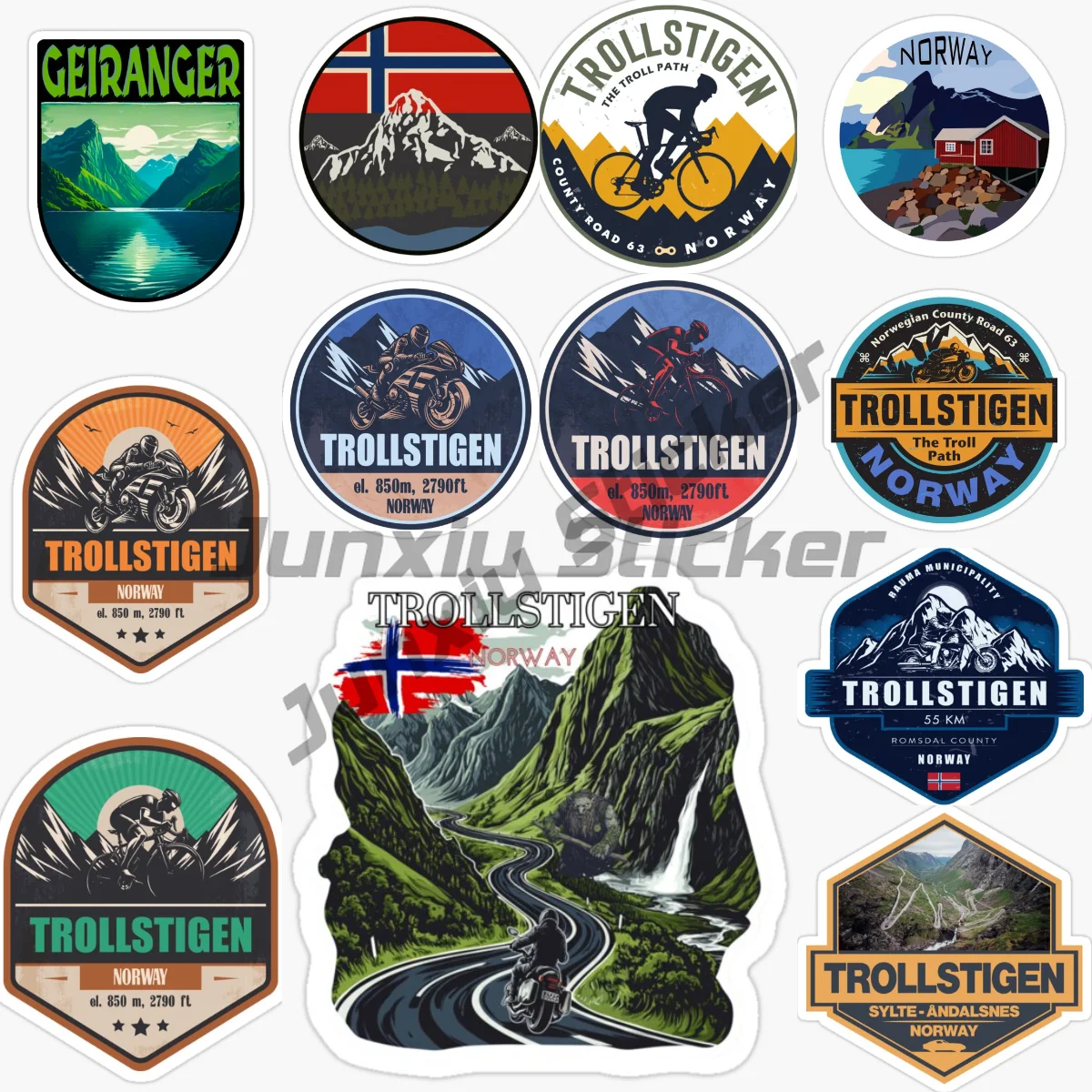 

NORWAY BERGEN LYSEVEGEN ROAD TROLLSTIGEN JOTUNHEIMEN Car Stickers Car Laptop Trolley Case Helmet Vinyl Bumper Waterproof Decal