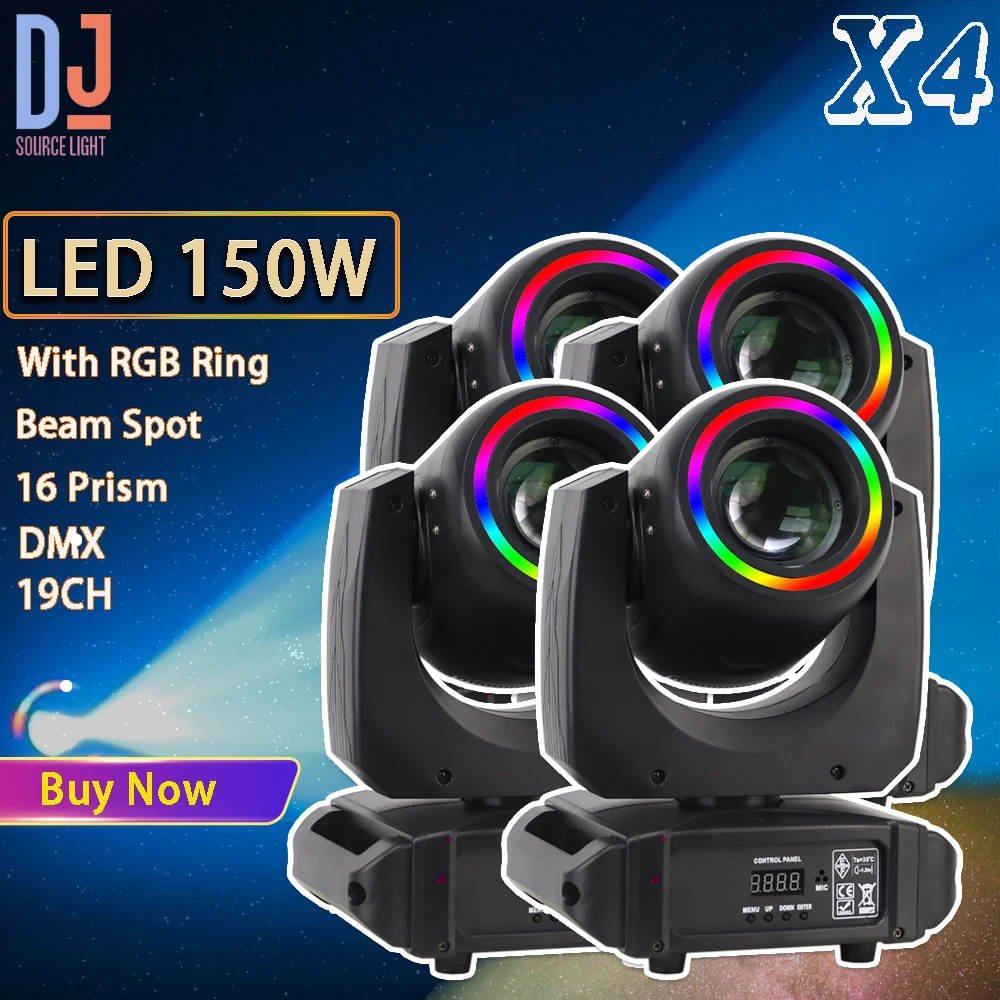 

4Pcs/lot Dj Stage Lights LED 200W Moving Head Light Beam Spot With Aperture 16 Prism DMX For Disco Wedding CLub Party Stage Lamp