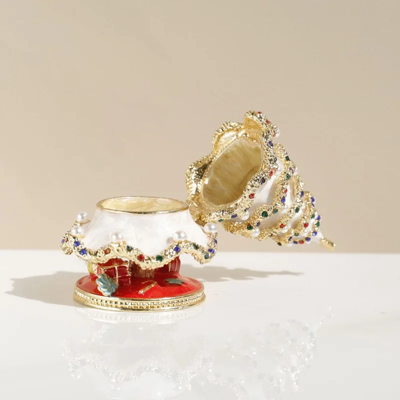 White Enamel Jewelry Box Christmas Tree Pearl Ornament Storage Decorative Tabletop Ornament Birthday Gift