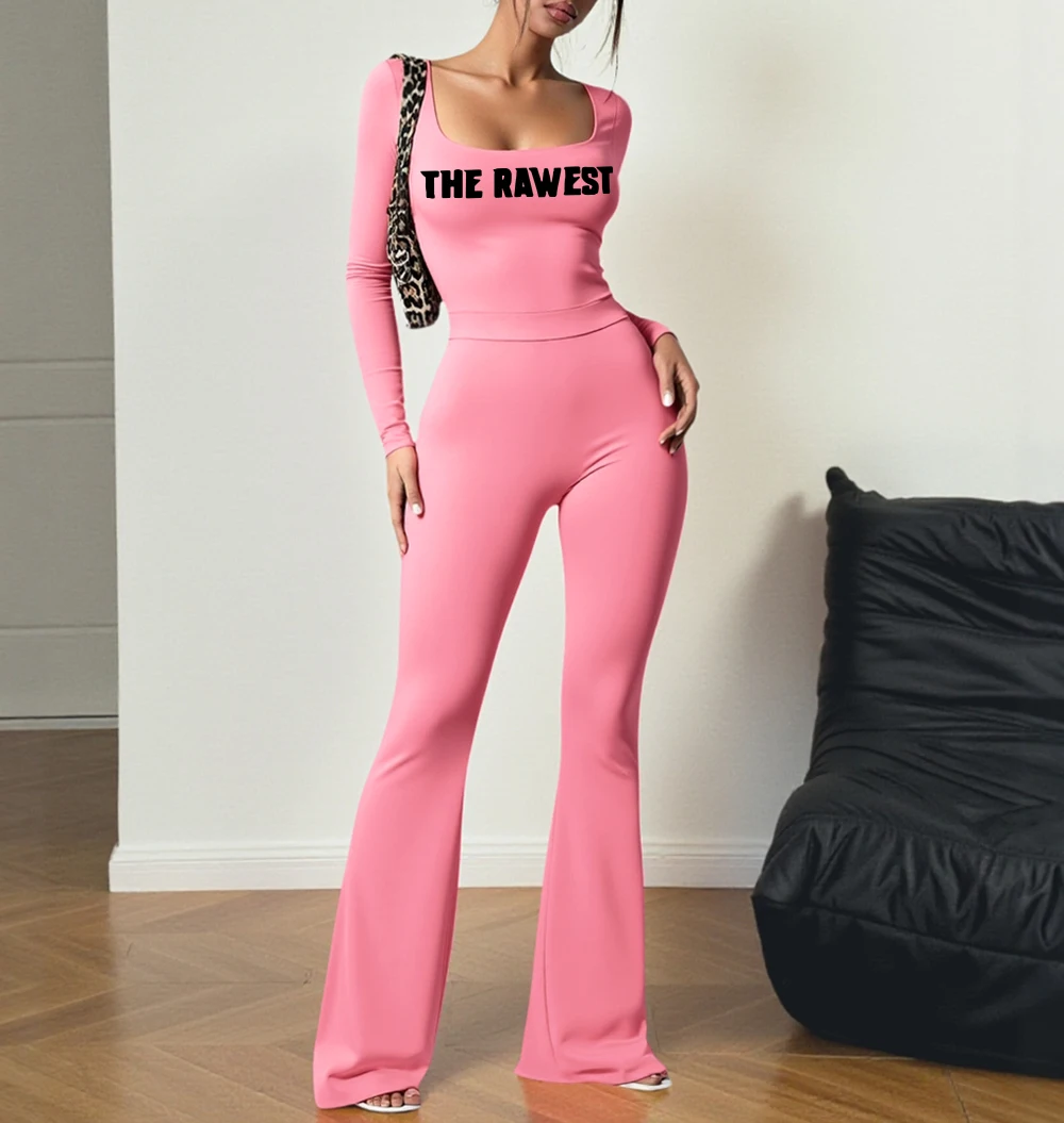 

Mia Muse Boutique женские комбинезоны осень-зима с надписью 2025 новые комбинезоны макси с длинными рукавами и квадратным вырезом High Street