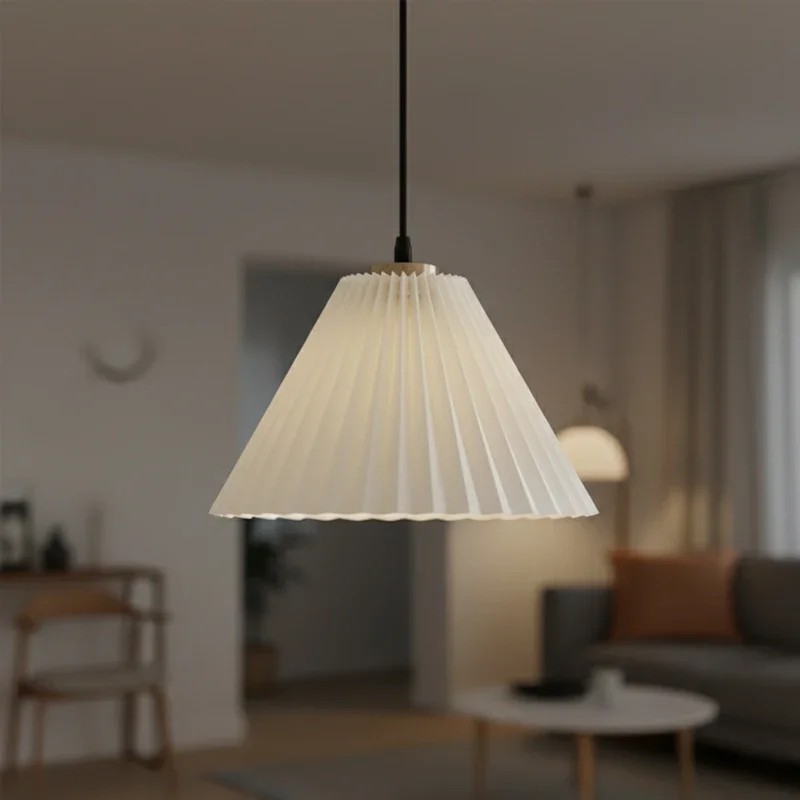 

Подвесные светильники в скандинавском стиле оригами, потолочные, с плиссированным плафоном, цоколь E27, для столовой, кухни, домашнего декора, освещение, люстра