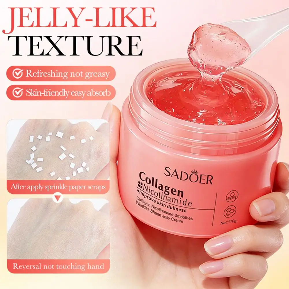Collagen Nicotinamide Smoothing Sheen Jelly Cream Reduce Fine Lines Lightweight Facial Moisturizer For Women Daily Skin Care