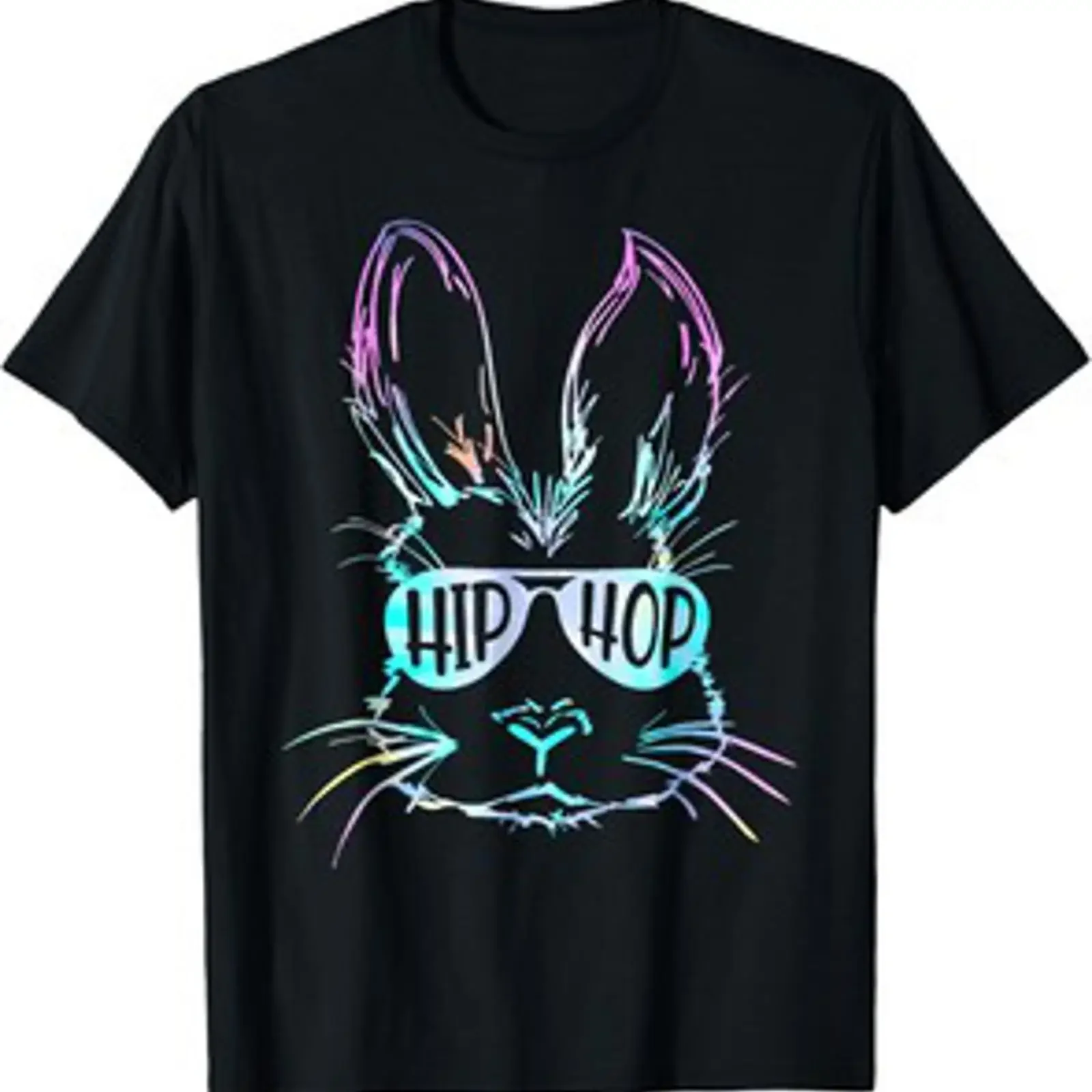 Camiseta Hip Hop Happy Easter Bunny Face con gafas de sol para hombres y niños, ropa de diseñador informal de moda vintage lavada