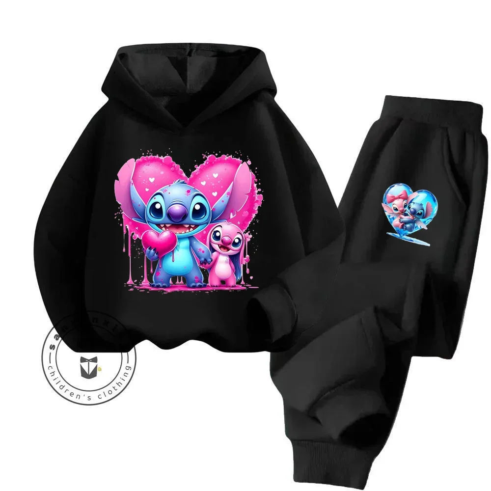 Stich Cartoon Kleidung gemütliche und modische Hoodie Jogger-Sets geeignet für Herbst und Winter Kinder Outdoor-Sport Hoodie-Set