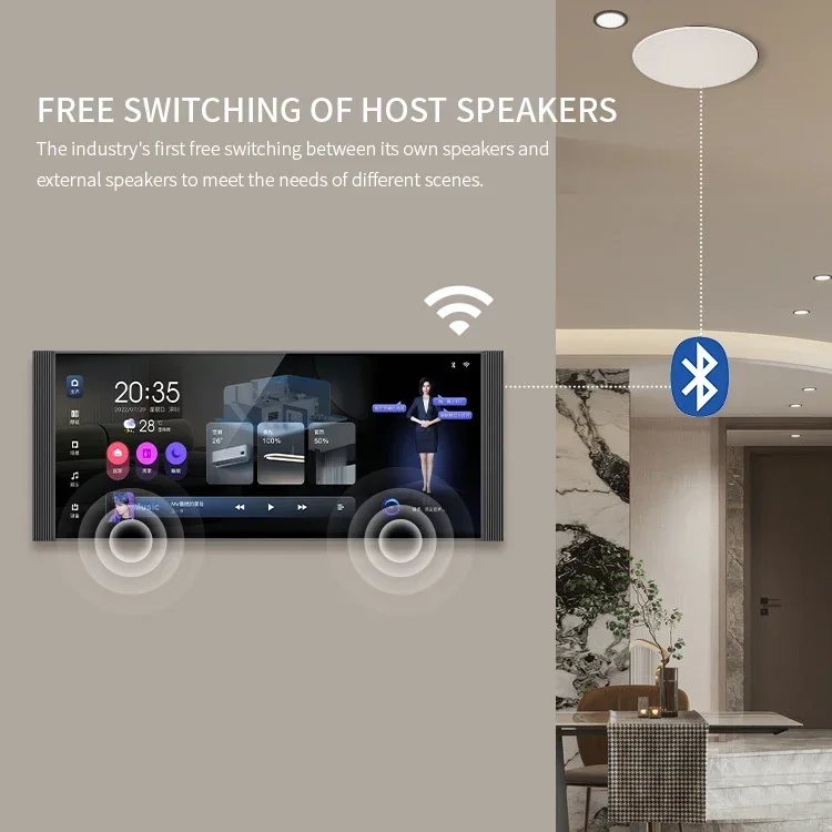 2024 nova chegada painel de toque de tela de 12 polegadas casa inteligente zigbee gateway com função de fundo de música e painel de controle de cena