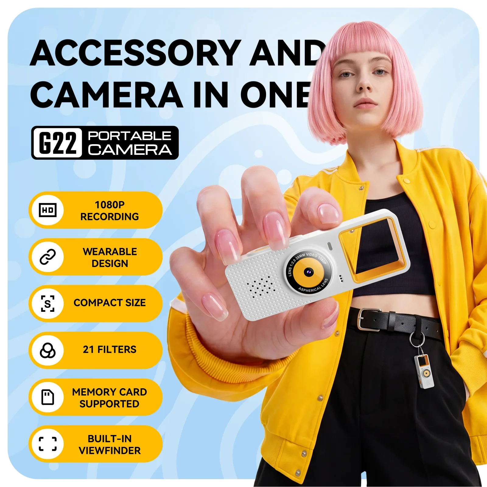 New G22 Pocket Thumb Mini Camera A Convenient High-Definition Photo and Video Camera for Students Travel Keychain Camera