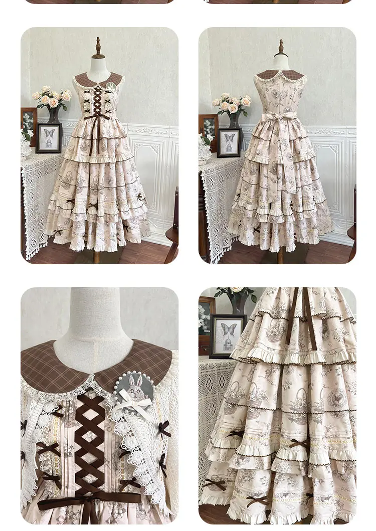 빈티지 인형 칼라 민소매 롱 드레스 여성용 우아한 레이어드 러플 엣지 데일리 로리타 드레스 세트 가을 코트 + 드레스