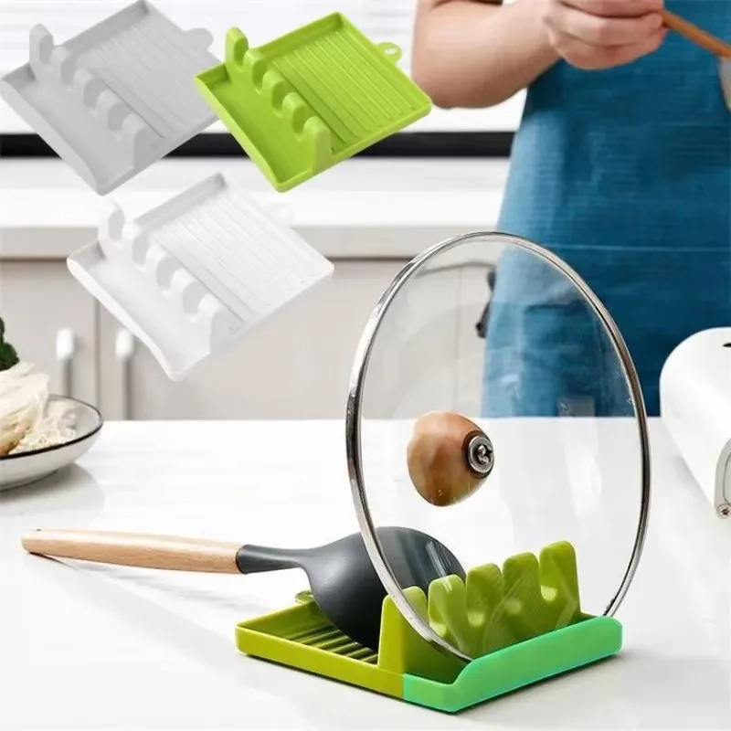 Pan Lid Holder Supports Spoons Pot Cover Rests Spatula Stand For Kitchen Convenience Utensils Tools Accessories Cooker Organizer
