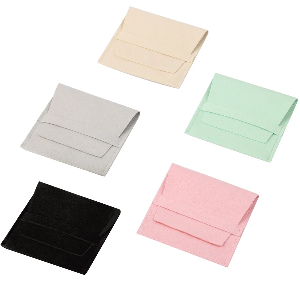 10/20pcs 8x8cm Microfiber Envelope Velvet Pouches Small Jewelry Storage Gift Packaging Bags for Earrings Ring Bracelet Necklace