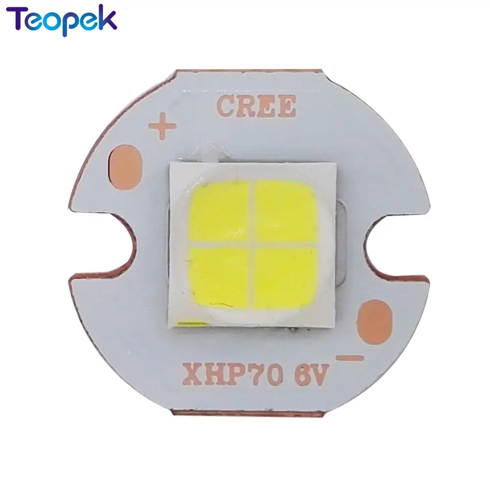 XHP70 High Power LED Emitter 6V/12V 6500K Cool White, 5000K Neutral White, 3000K Warm White on 16mm 20mm Copper PCB Base