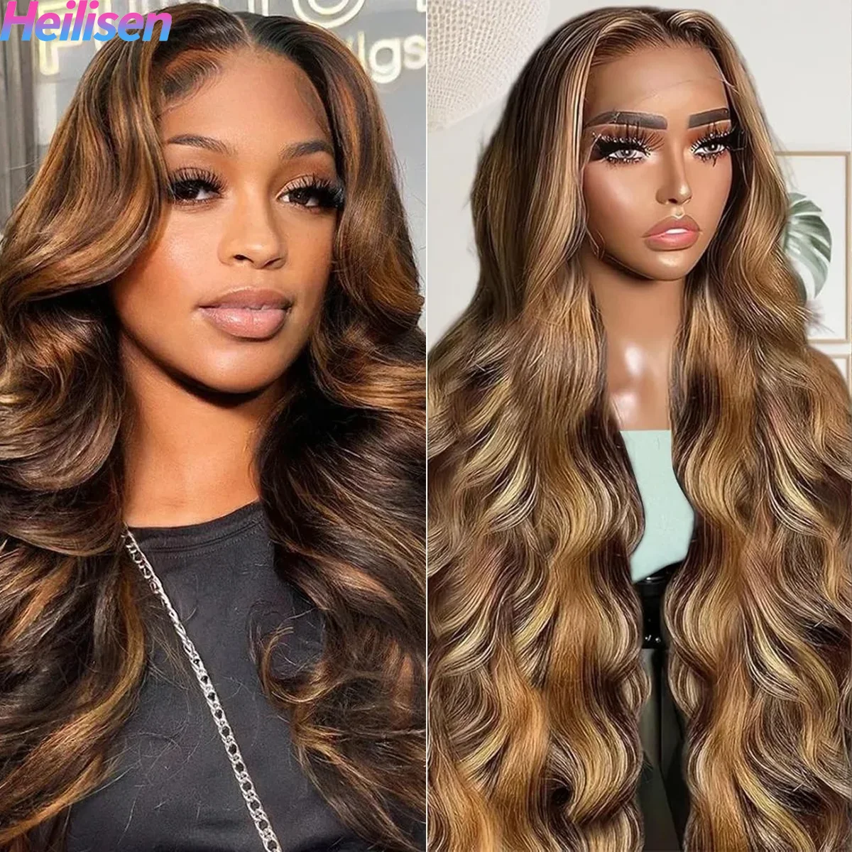 

40-дюймовый парик с 200% плотностью, цвет P4/27, с эффектом Body Wave, 13x6 HD прозрачный кружевной фронтальный парик из натуральных бразильских человеческих волос для женщин