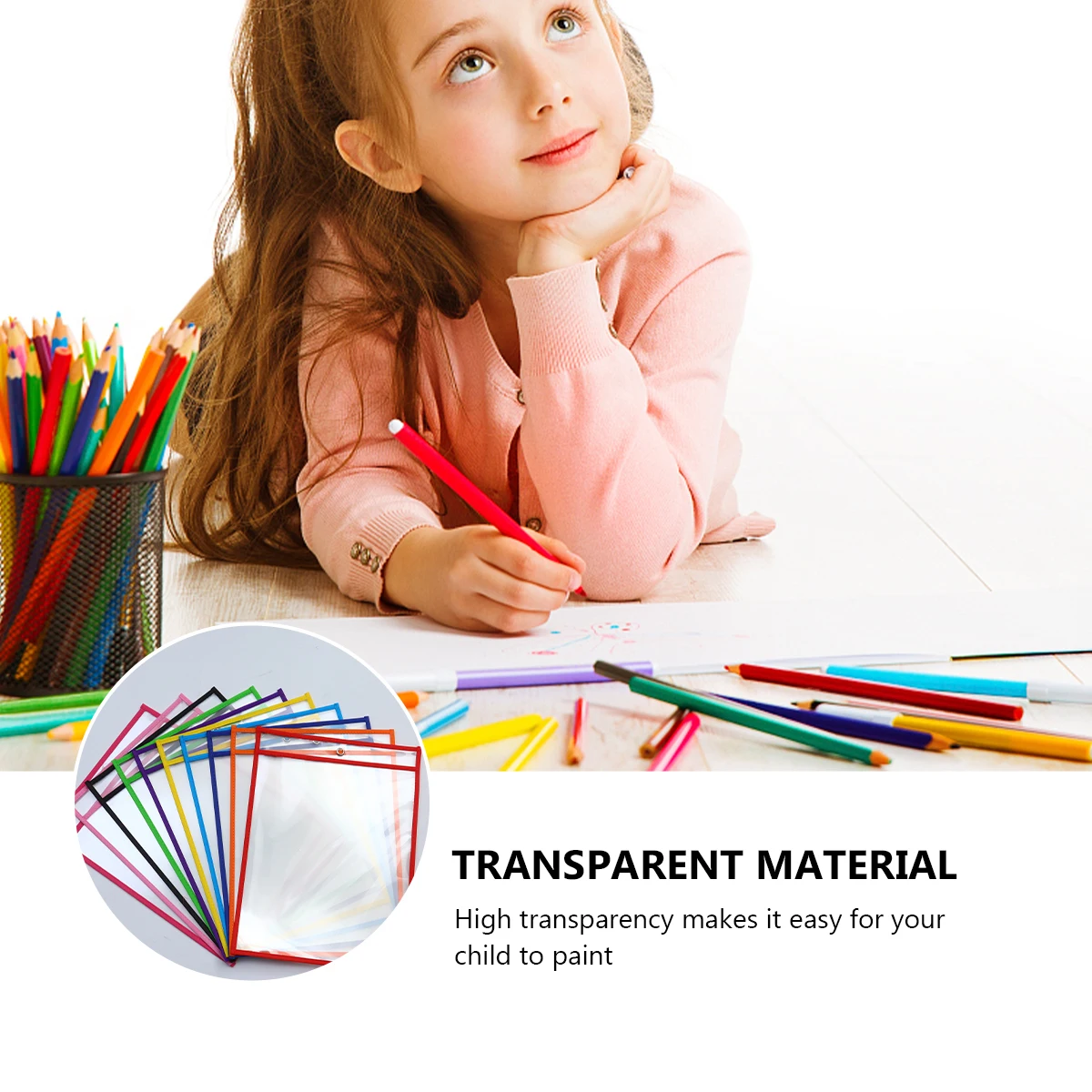 11pcs Reusable Dry Erase Document Pouch Pet Transparent File Pocket For Teaching School Accessories Learning